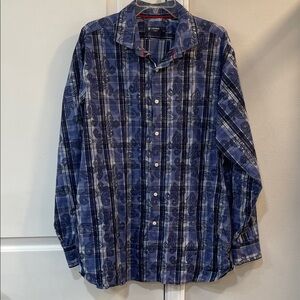 Men's Blue Plaid Paisley Shirt